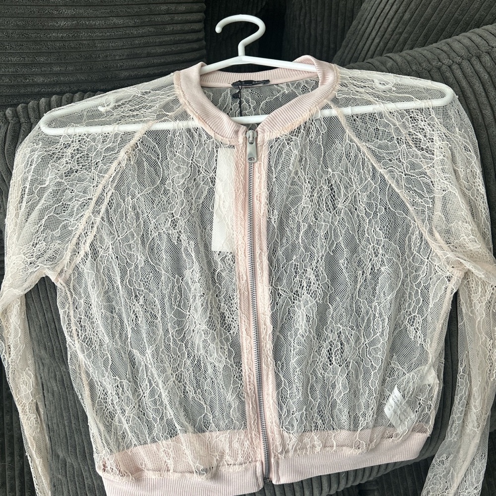Zara Lace Bomber S Pink